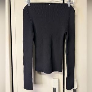 DISSH Ribbed Off Shoulder Top XS Black Long Sleeve Stretch Minimalist